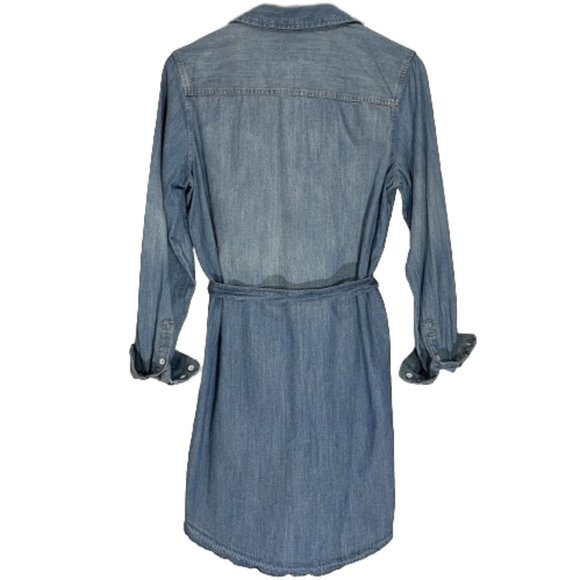 Universal Thread Blue Cotton Denim Button Front Western Dress Waist Belt Size XS - Picture 3 of 6